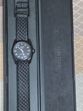 Tom Ford N°.002 Ocean Plastic Swiss Quartz Watch All Black With Box